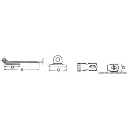 Chiusura a ribalta in inox con foro per lucchetto girevole 64x32mm