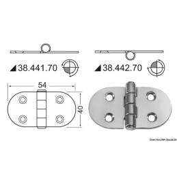 Cerniera in acciaio inox 70x39mm Spessore 2mm N60242240227