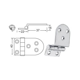 Cerniera inox a sbalzo 59x40mm Spessore 2mm OS3844158