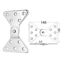 Cerniera in acciaio inox stampato 145x100mm Spessore 2,5mm