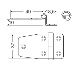 Cerniera inox a sbalzo 67,5x37mm Spessore 2mm OS3844157