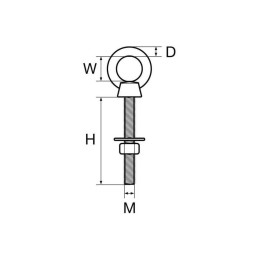 Golfare Inox con perno e occhio tornito M12 h140mm N61542100144