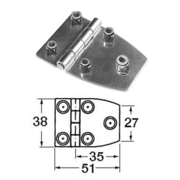 Cerniera trapezoidale inox 51x38mm Spessore 1,7mm Boccole 6 Senza viti