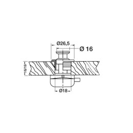 Scrocco a pulsante in ottone cromato Ø26mm per chiusura portelli 19mm