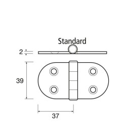 Cerniera a biscotto in inox Perno Superiore H39 x L37 mm MT0450039