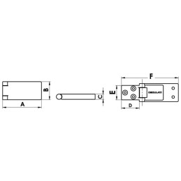 Cerniera a filo da incasso per portelli 75x35mm in inox OS3892502