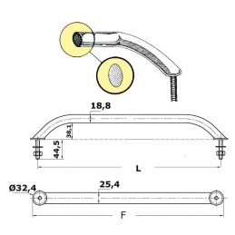 Tientibene in acciaio inox AISI 316 Ovale 610xh58mm Corrimano inox