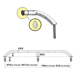 Tientibene in acciaio inox AISI 316 Ovale 750xh58mm Corrimano inox