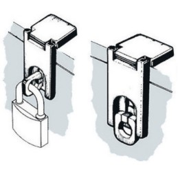 Chiusura a ribalta lucchetto in ottone cromato con golfare 89x32mm