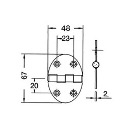 Cerniera ovale inox 48x67x2mm Semi-incasso Fissaggio a viti 270°