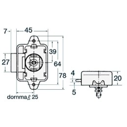 Chiusura a scrocco in nylon per sportelli e antina Ø26mm SENZA POMELLO