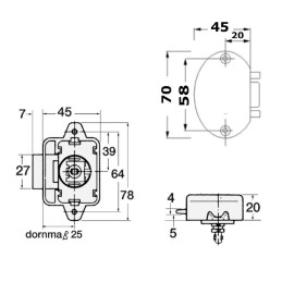 Chiusura a scrocco in nylon per sportelli e antina Ø26mm OS3818002