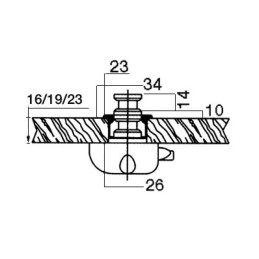 Chiusura a scrocco in nylon per sportelli e antina Ø26mm OS3818002