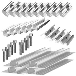 Fissaggio 4 pannelli h30mm con 4 binari da 3.1m per tetto inclinato