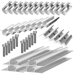 Fissaggio 5 pannelli h35mm con 4 binari da 3.1m per tetto inclinato