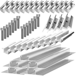 Fissaggio 6 pannelli h35mm con 5 binari da 3.1m per tetto inclinato