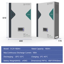 Batteria 51,2V 106Ah (16S1P) LiFePo4 48V 5.12KWh 3000-6000 cicli