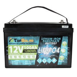 TopSolar Batteria al Litio LiFePO4 12.8V 100Ah BMS Smart integrato