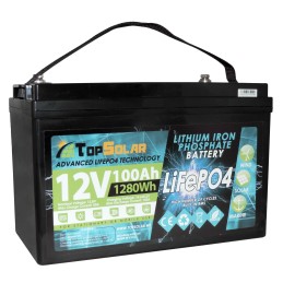 TopSolar Batteria al Litio LiFePO4 12.8V 100Ah BMS Smart integrato