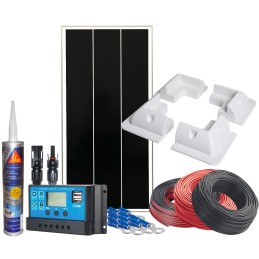 Kit Fotovoltaico 12V 100W Completo di Accessori e Regolatore PWM 10A