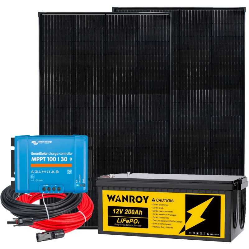 Kit Camper 12V 300W LiFePO4 200Ah SmartSolar MPPT 100/30 Kit Cavi 4mmq