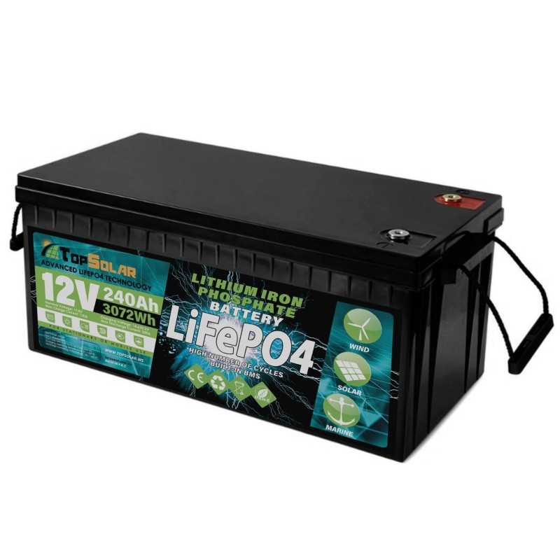 TopSolar Batteria al Litio LiFePO4 12.8V 240Ah BMS Smart integrato