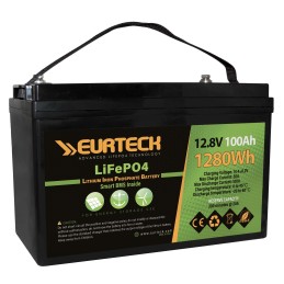 Eurteck Batteria al Litio LiFePO4 12.8V 100Ah 1280Wh BMS Smart