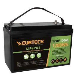 Eurteck Batteria al Litio LiFePO4 12.8V 100Ah 1280Wh BMS Smart