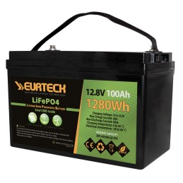 Eurteck Batteria al Litio LiFePO4 12.8V 100Ah 1280Wh BMS Smart