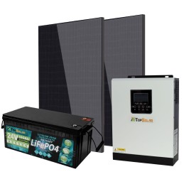 Kit OffGrid Baita Casa 24V 800W Inverter 3kVA Batteria LiFePO4 2.56kWh