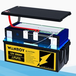 WANROY 12V 200Ah Batteria LiFePO4 con 100A BMS 12,8V 2560Wh