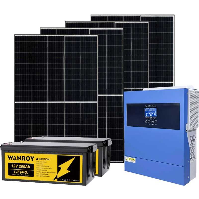 Kit Fotovoltaico 24V 1640W con Inverter 3,6kVA Batteria LiFePO4 5,12kW