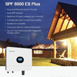 Growatt SPF 6000 ES Plus 6kW 48Vdc Inverter Ibrido Monofase Off-grid