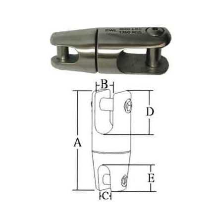 Giunto girevole in acciaio Ino AISI 316 Catena 12 14mm